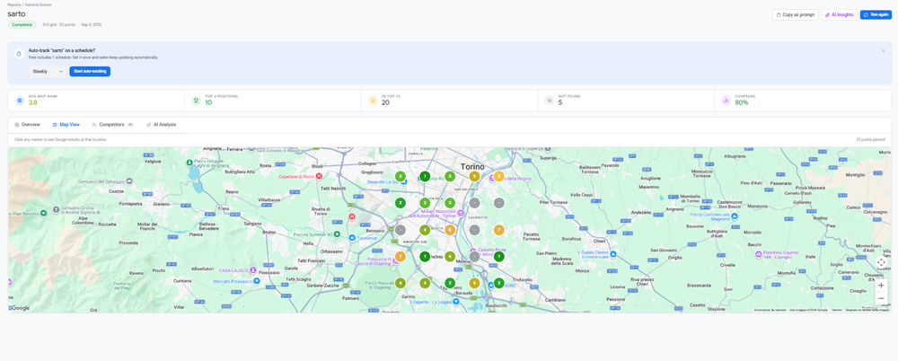 Posizione media su Google Maps il 9 settembre 2026: 3,8