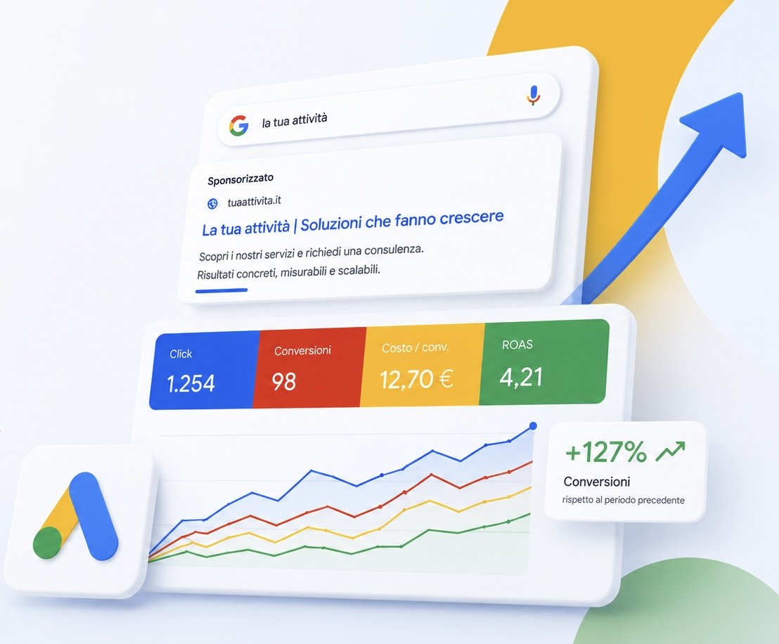 Dashboard di una campagna Google Ads gestita da Varvella Marketing